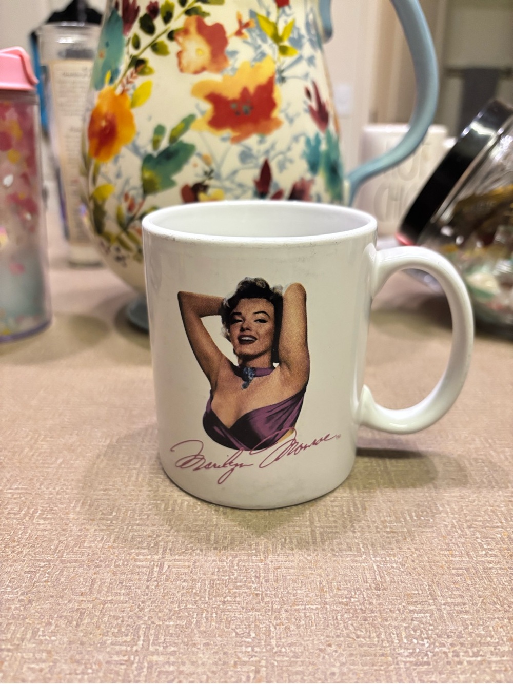 Marilyn Monroe White Ceramic Mug with Purple Accent